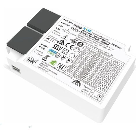 Driver Regolabile DALI/PUSH 200-240V No Flicker Output 6-42V 1400mA 60W BK-DEL060 BOKE  79.5 mm60 W
