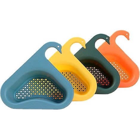 Égouttoir de rangement triangulaire bleu pour évier avec panier égouttoir (1/3)