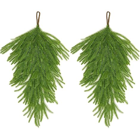 Branche de Sapin Artificiel 2 Pièces 68 cm, Fausse Branche de Sapin, Branches de Sapins Artificielles, Branches de Noël pour l'Intérieur Et l'Extérieur, Décoration de Noël pour Mur, Cheminée, Porte (1/5)