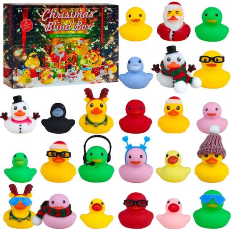 Calendrier de l'Avent Canards de Bain 2025 - 24 Jouets Caoutchouc - Cadeau Enfant 3 Ans et Plus
