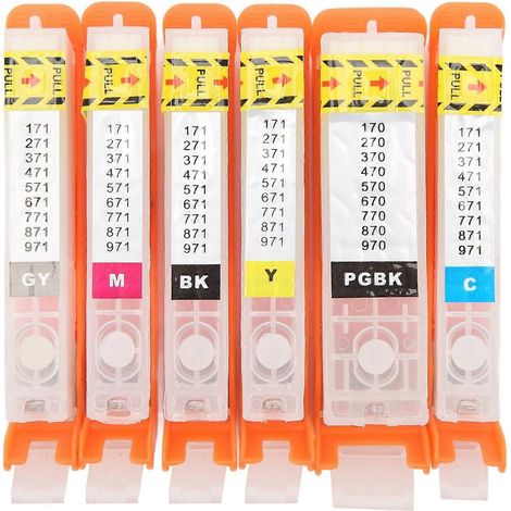 Cartouches d'encre 6 x 6 couleurs pour imprimante, avec puce permanente, cartouches rechargeables robustes, grand et petit format, noir