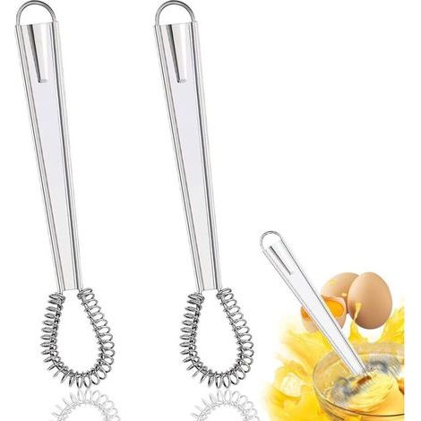 2-Piece Stainless Steel Kitchen Whisk Set, Mini Kitchen Whisk, Spiral Whisk, Hand Sauce Mixer, for Mixing/Whisking Kitchen Utensils and Cooking Accessories (1/5)