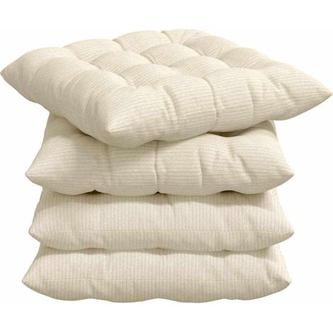 Seat Cushions 4 pcs Cream 40 x 40 x 6 cm Corduroy Fabric vidaXL