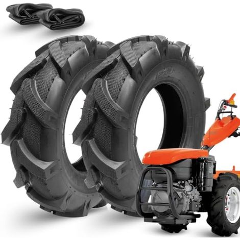 2 Pneumatici 5.00-10 6PR + Camere d’Aria Kit Gomme Rinforzate per Motozappa, Motocoltivatore e Falciatrice (1/5)