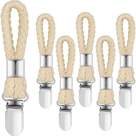 Lot de 6 Accroche Torchon, Pince à Serviette en Acier Inoxidable avec Corde en Coton,Crochet Torchon Porte Serviette Salle de Bain, Clips Porte-Torchon Placards Serviettes Suspendues. (1/4)