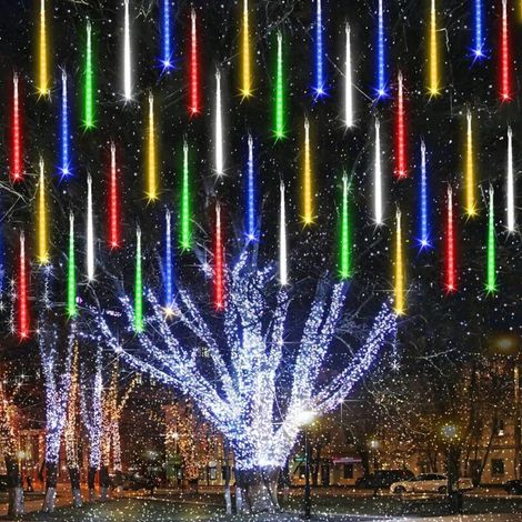 Crea – Guirlande lumineuse d'extérieur 3m – 10 tubes de 240 LED pluie de météores – Étanche IP44 – Connectable pour décorations festives