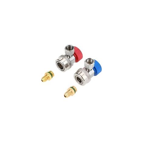 2 Pièces AC R134A Raccords Rapides, Adaptateur Réfrigérant Automobile, Haute Et Basse Pression Kit De Conversion De Climatisation De Voiture, Pour La Climatisation Distributeur de Réfrigérant