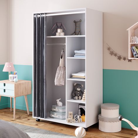 Armoire Doros, Blanc, 100 x 168 cm avec roulettes, Vicco (1/5)