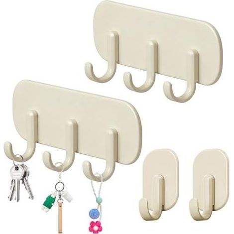 Crochets Magnétiques en Crème 4 Pièces Aimant Puissant Fixation Sans Perçage pour Serviettes Clés Tabliers Organisation Cuisine Réfrigérateur (1/5)