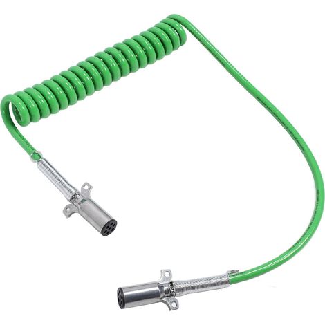 Remorque 7 Voies Câble à Ressort, Fil de Puissance électrique enroulé Haute Performance Fil électrique enroulé 15 Pieds Cuivre Pur SAE-J2394 pour les Semi-camions (1/5)