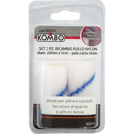 SET 2 PZ RICAMBIO RULLO IN NYLON 6CM PELO CORTO 6MM