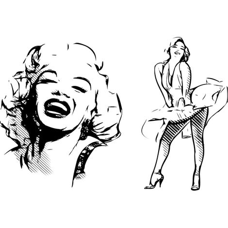 Tableau cinéma marilyn monroe desssin au fusain, 80x50cm (1/5)