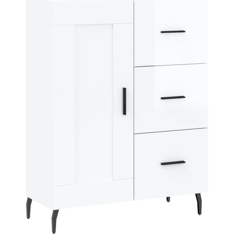 Aparador buffet cómoda mueble mueble de almacenaje organizador cocina salón brillante 69,5 x 34 x 90 cm madera contrachapada blanco 020030724