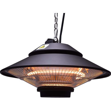 Stufa Elettrica ad Infrarossi Ø42,5 cm a Sospensione da Soffitto 1500W con Telecomando Nera (1/4)