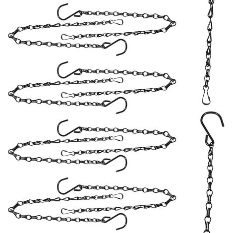 Set di 9 catene metalliche da 50 cm per appendere piante, con ganci, portavaso, cestino per piante, casetta per uccelli e lanterna, per uso interno ed esterno. (1/5)