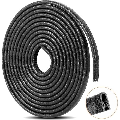 Protectores de borde de puerta de coche en forma de U de 5 m, protector de goma anticolisión para puertas de coche (negro) (1/5)