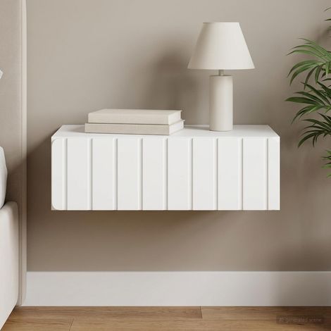 vidaXL Table d'appoint murale Blanc 59 x 34,5 x 17 cm