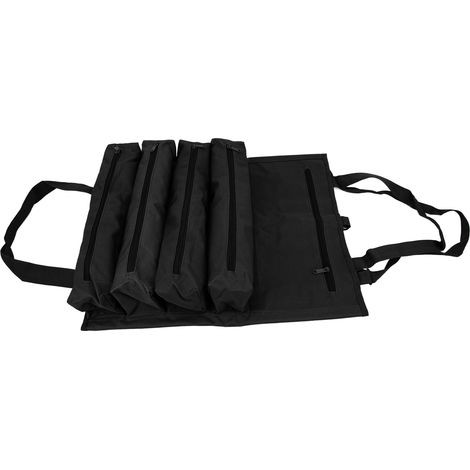 Aufrollbare Werkzeugtasche aus 600D Oxford-Gewebe, verschleiß- und fleckenbeständig, mit mehreren Fächern, tragbare Aufbewahrungstasche für Autowerkzeug, geeignet für den Außeneinsatz, schwarz. (1/5)