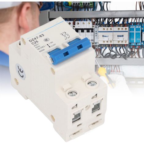 Disjoncteur miniature DZ47-63 C25 2P 400 V 25 A, montage sur rail DIN, pouvoir de coupure 6000 A (1/5)