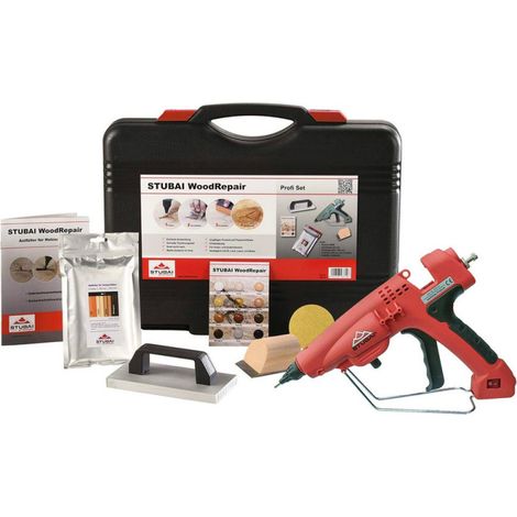 Stubai – Kit professionnel de réparation du bois – Pistolet extrudeur 360W – Remplissage pour égratignures et fissures – Couleurs variées pour bois (1/3)