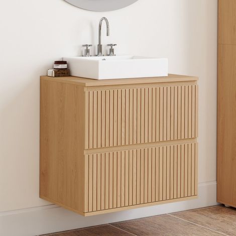 Mueble bajo VICTOR 2 cajones suspendidos efecto listones