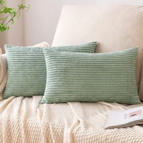 Housse de coussin en velours côtelé, housse de coussin décorative, coussin de canapé, coussins décoratifs doux en velours côtelé pour canapé, fauteuil, chambre à coucher, 30 x 50 cm (12 x 20 pouces), (1/4)