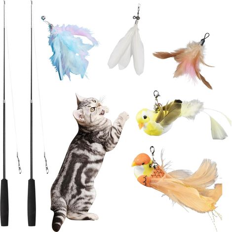 7Pcs Canne à Pêche Chat Plumes Interchangeable Interieur (1/5)