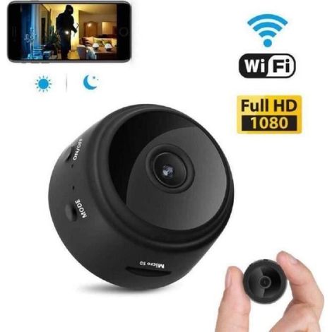 Mini Caméra - 1080P - Wifi IP - Angle De Vision 150° - Détection De Mouvement 6 M - Enregistrement Continu 1 H - Micro SD - Noir (1/4)