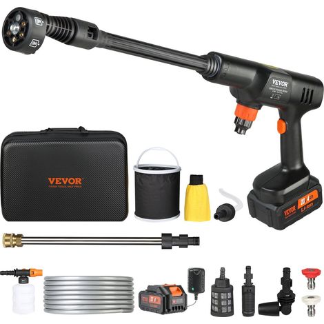 Nettoyeur haute pression sans fil, 652 PSI, 1,0 GPM, pistolet de lavage haute pression portable pour voiture avec batterie 4,0 Ah, chargeur, buse 6 en 1, pour le nettoyage et l'arrosage de la maison e (1/5)