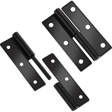 Set of 2 matte black rounded door hinges, 6.2 cm, stainless steel, removable, rustproof, no squeaking, sturdy (1/5)