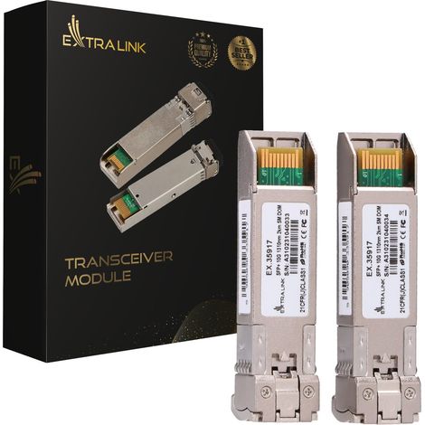 Extralink Módulo SFP 10G LC Dúplex Monomodo 1310 nm 2 km Compatible MSA – Para Cisco, Ubiquiti, Netgear, MikroTik, TP-LINK, Switch, Router, Videovigilancia, Centro de Datos, Fibra óptica