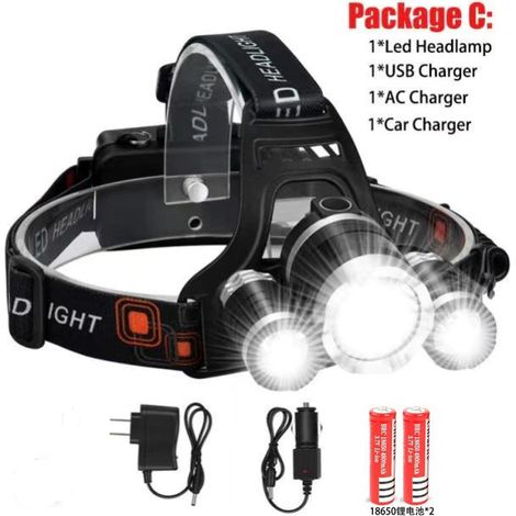 Professionelle LED-Stirnlampe mit 3 Doppel-LEDs – 1800 Lumen