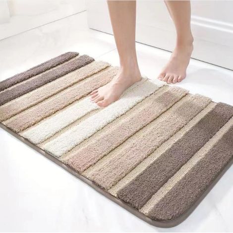 NOLUXA Tapis Salle de Bain Antiderapant 40 x 60 cm, Extra Doux, Lavable en Machine, Absorbant l'eau, Beige (1/5)
