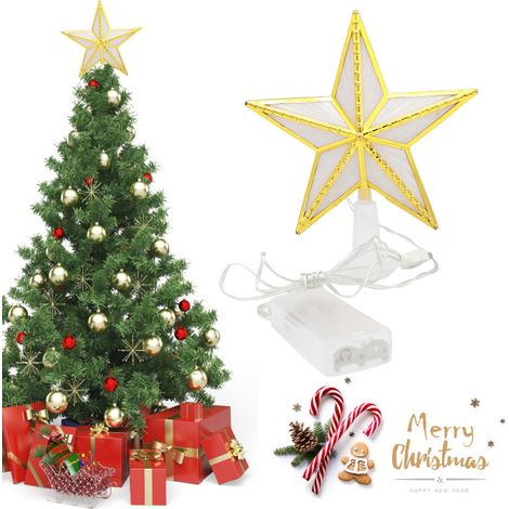 Guirlande lumineuse de sapin de Noël en forme d'étoile à cinq branches, alimentée par batterie USB, LED de 15 cm de diamètre. (1/5)