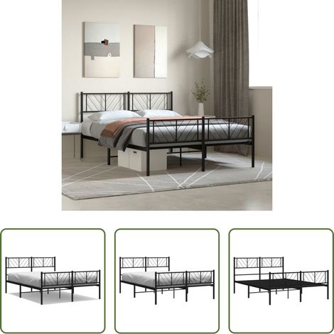 vidaXL Lit métallique - Cadre de lit métal sans matelas avec pied de lit noir 120x190cm (1/5)