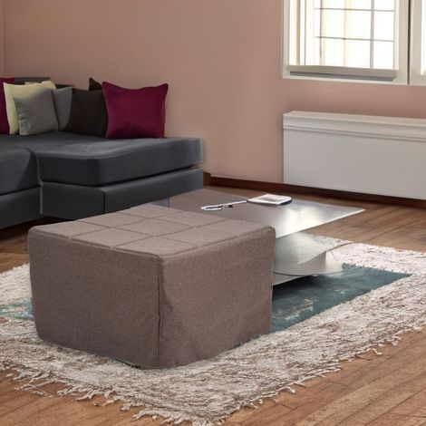 Pouf letto singolo pieghevole Vega tessuto colore tortora
