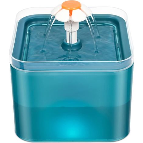 Fuente de agua para gatos y perros, dispensador de agua silencioso para gatos con filtro reemplazable, color cian. (1/5)