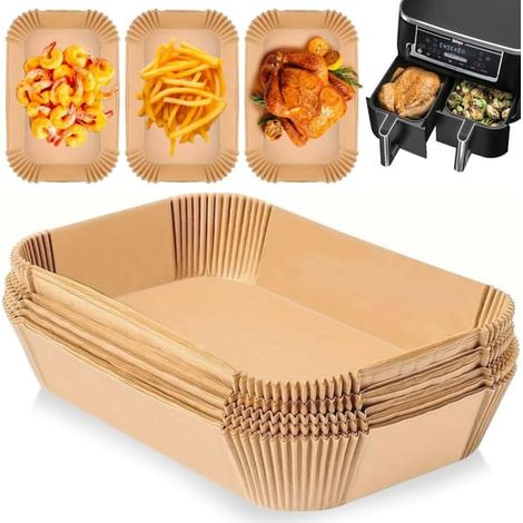 Papier sulfurisé pour friteuse à air chaud, rectangle 22 x 14 cm, paquet de 100, accessoires en papier pour friteuse à air chaud (1/5)