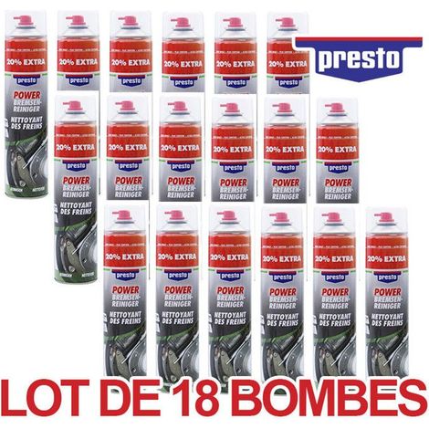 18 bombes de produit nettoyant pour freins - Voiture - Moto - Sans acétone - Presto