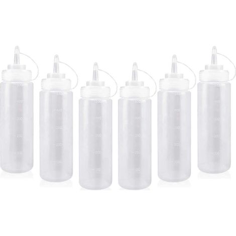Lot de 6 bouteilles de sauce de 500 ml avec couvercle, bouteille d'assaisonnement