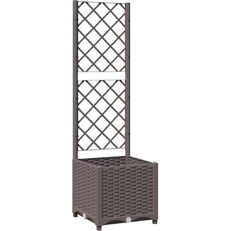 Maison Exclusive - Fioriera da Giardino con Graticcio Marrone 40x40x136 cm in PP (1/5)
