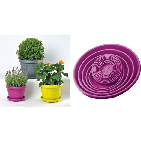 Sottovaso per piante rotondo Fucsia Bama Ø 35 cm (1/2)