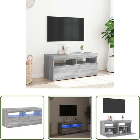 Lumière led - Meuble TV avec lumières LED Sonoma gris 90x35x40 cm (1/5)