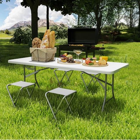 Table jardin pliante 180 cm métal blanc HAVRYA (1/5)
