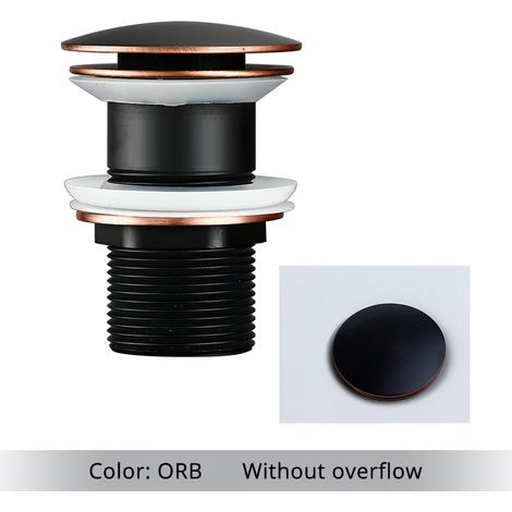(ORB-2) Bathroom Bath Pop Up Drain Stopper Rose Gold Polished Anti-Corrosion Durable With OverFlow Hole Basin Sewer Plug (1/4)