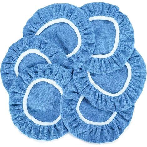 6 Pièces Capot Polissage Voiture, Tampon Polissage En Microfibre Pour Capot De Voiture, Capot Polissage En Microfibres Pour Polisseuse Voiture, Housse Tampon Lustrage Casque Voitures(Bleu-Clair) (1/5)