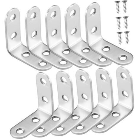 Set di staffe in acciaio inox con supporti angolari e viti per mobili, telai di letti, tavoli rialzati - Fissaggio robusto e resistente alla corrosione per riparazioni interne ed esterne -Crezuo
