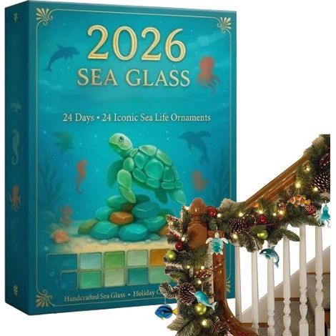 Calendrier de l'Avent Noël en Verre de Mer - Pendentifs Acryliques 2D Créatures Marines Compte à Rebours des 24 Jours pour 2026 Pour Appartement Salon Fenêtre Mur Bureau Voiture Fête Adultes (1/5)
