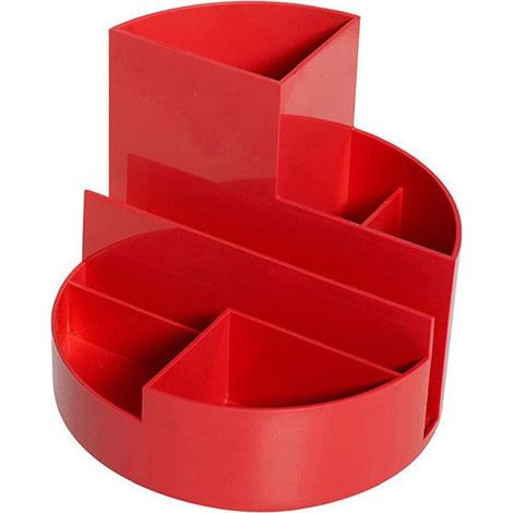 Organisateur de bureau - MAUL - Rond - Plastique rouge transparent - 2 compartiments - Durable
