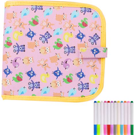 pizarra blanca borrable, 14 páginas negras, cuero sintético, 12 rotuladores de colores, juguete educativo, viaje, niños (1/5)